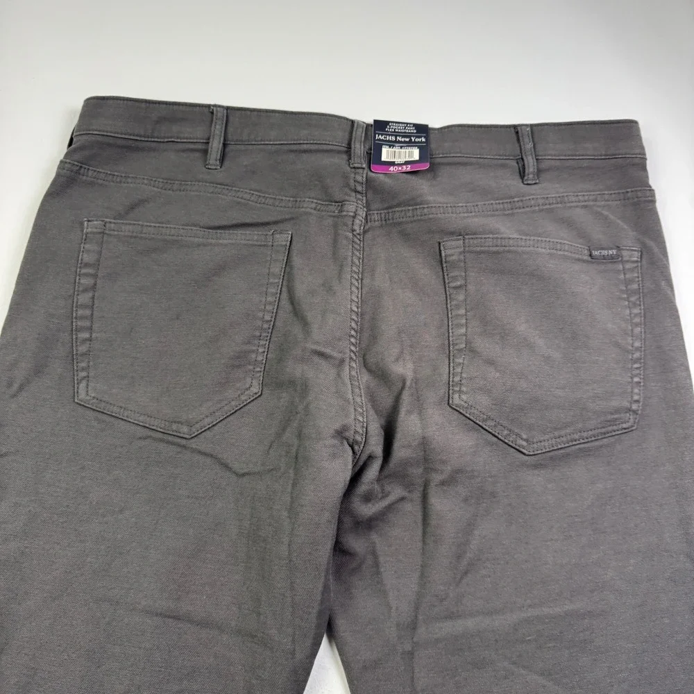 Jachs New York Mens Gray Straight Fit Flex Waistband 5-Pocket Pants 40x32 NEW